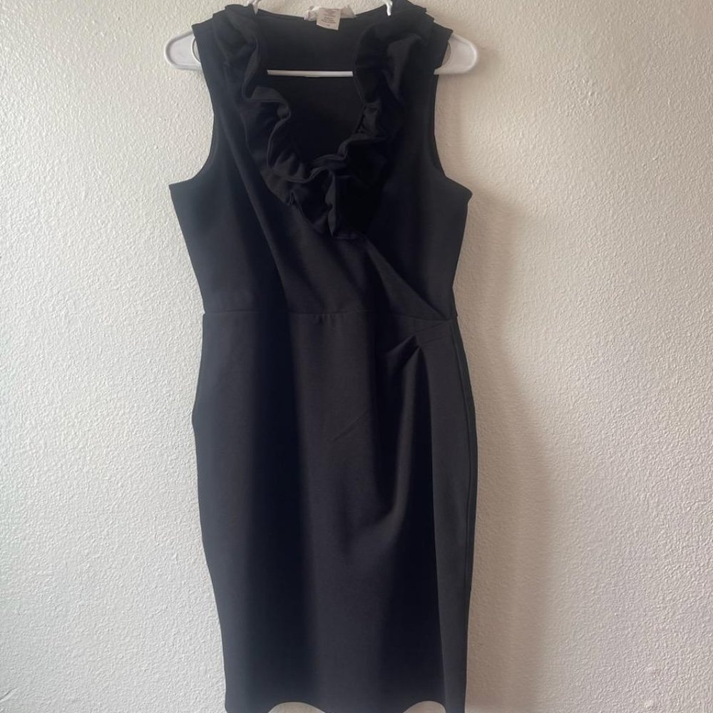 Superfoxx ruffle neck black dress